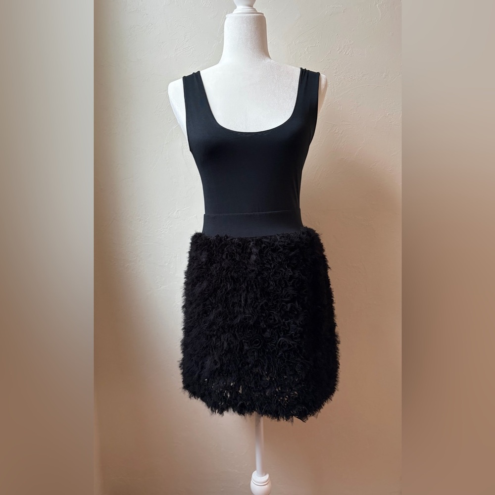 ZARA Basic Black Rosette Mini Dress Sleeveless Floral Size M